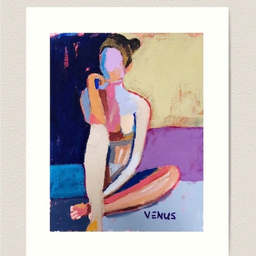 COLORFUL THINKER ll 16x20 Art Print Colorful Figurative Woman Portrait Painting
